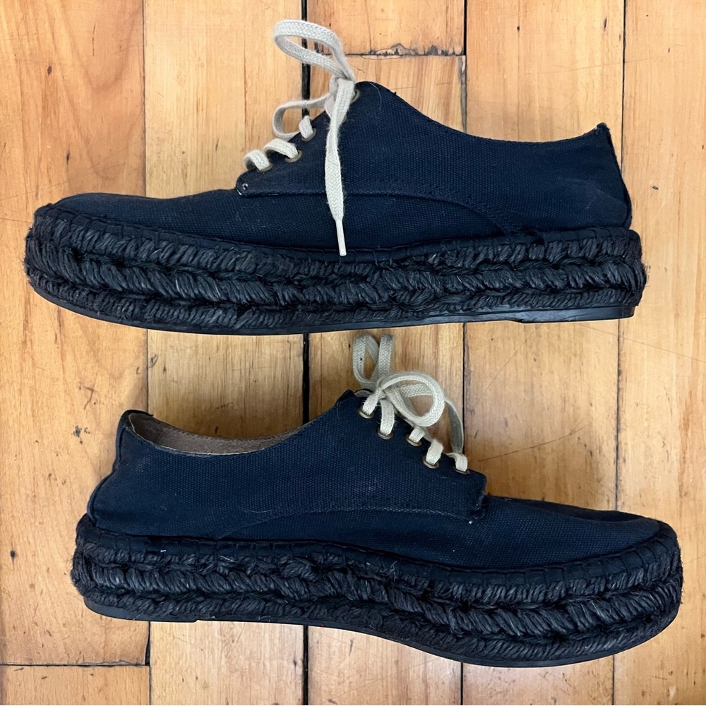Gaimo Handmade Canvas Platform Espadrilles, Size 38(US 7.5-8)